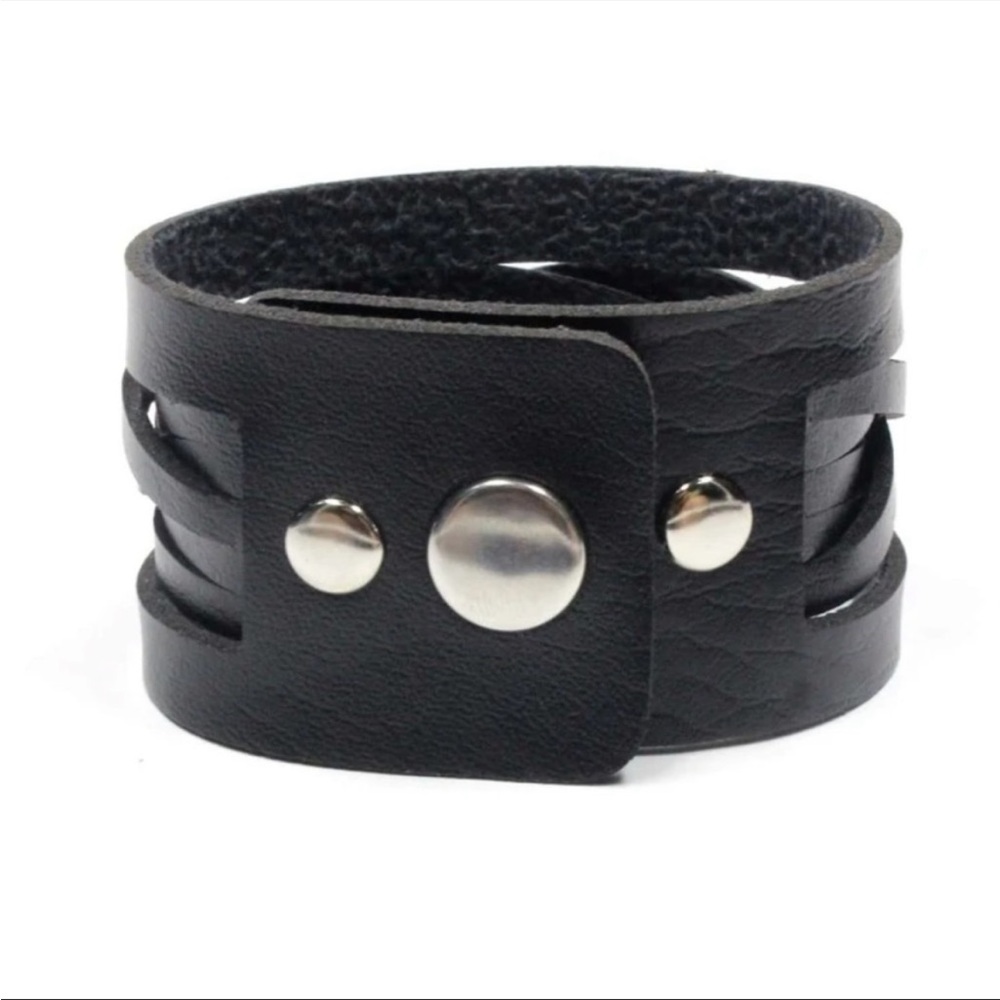 Black Leather Braided Bracelet - Picture 4 of 6